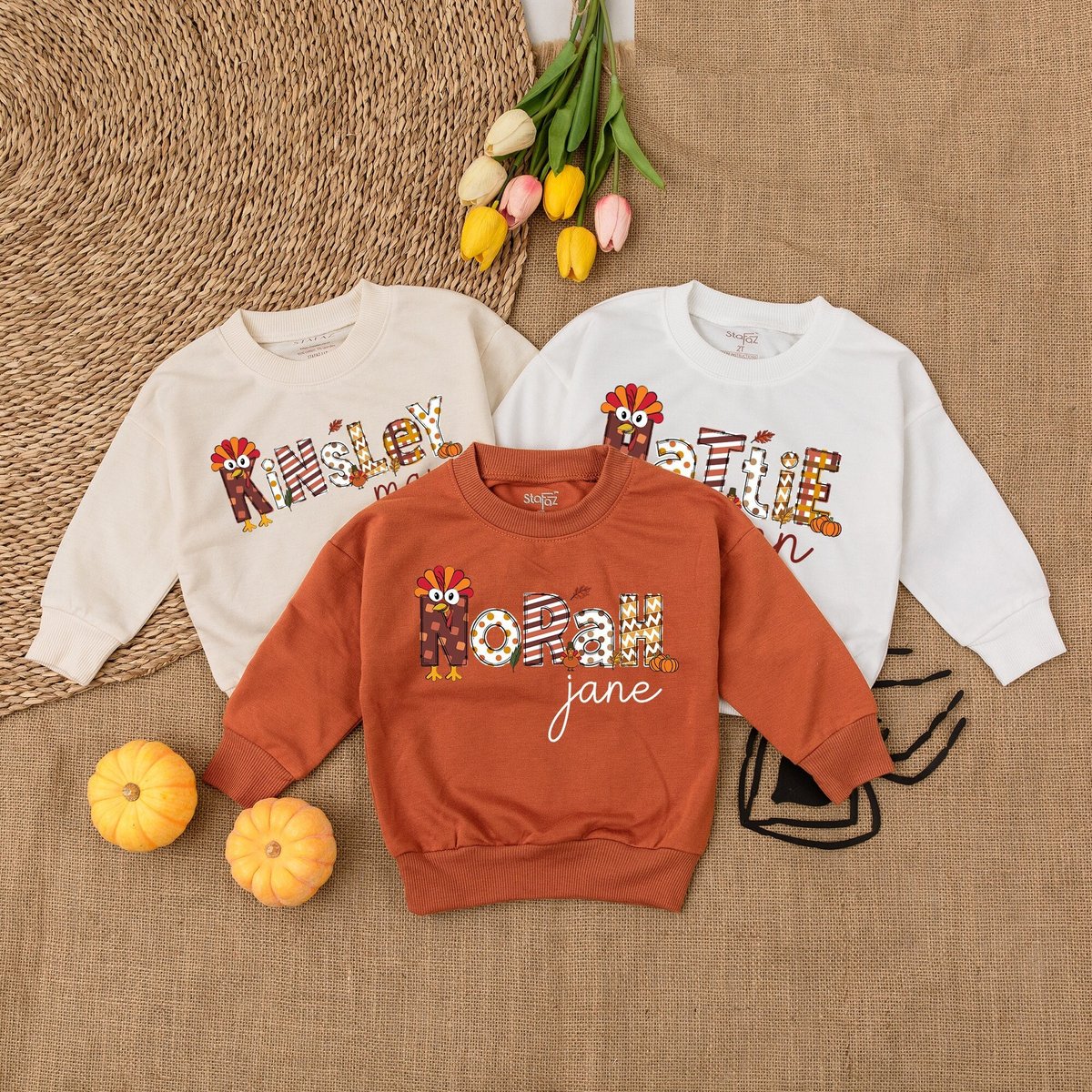 Personalized 1st Thanksgiving Turkey Outfit Pumpkin Toddler Sweatshirt Toddler Thanksgiving Clothes 179