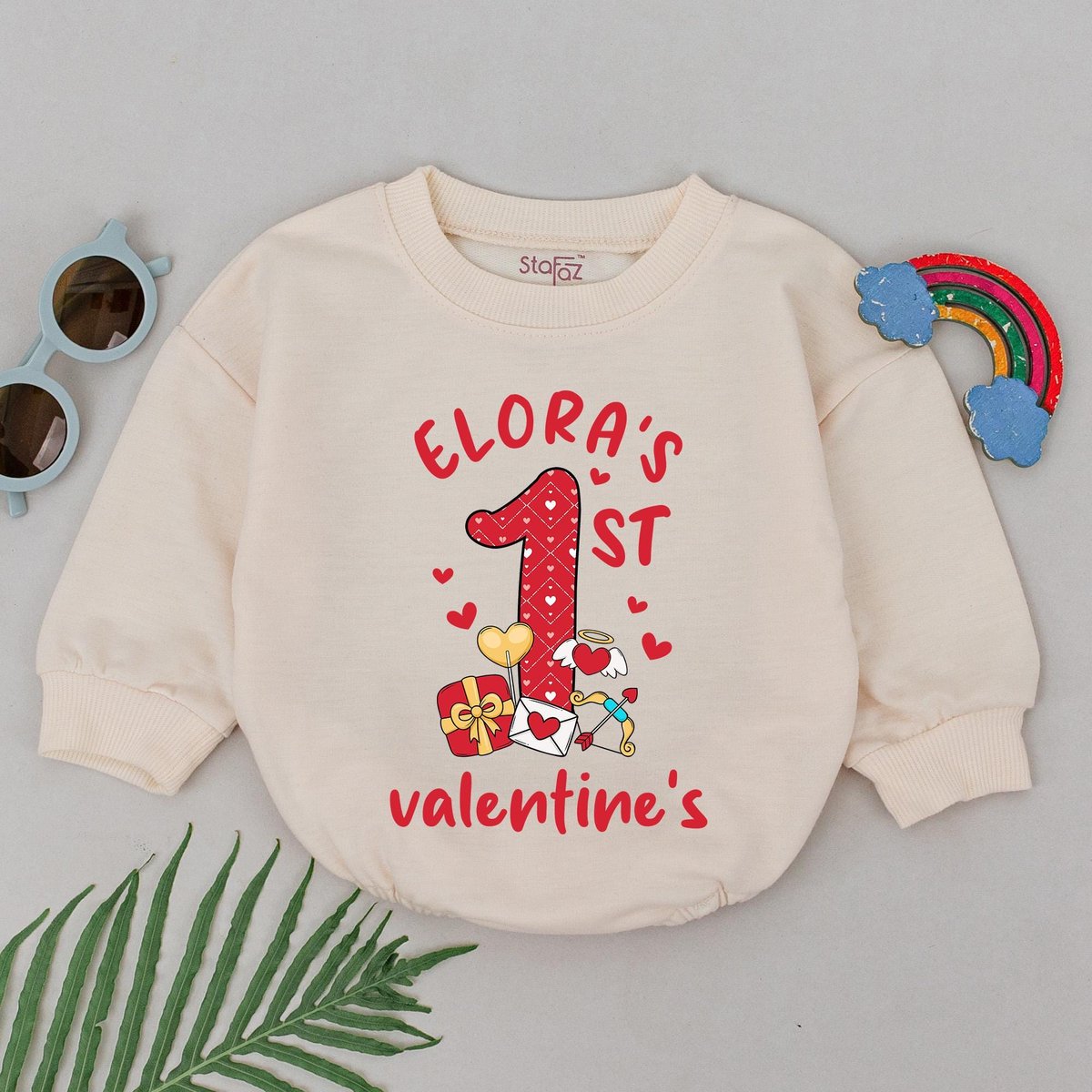 Personalized 1st Valentine's Day Romper Valentine Baby Romper 1st Valentines For Baby Little Valent