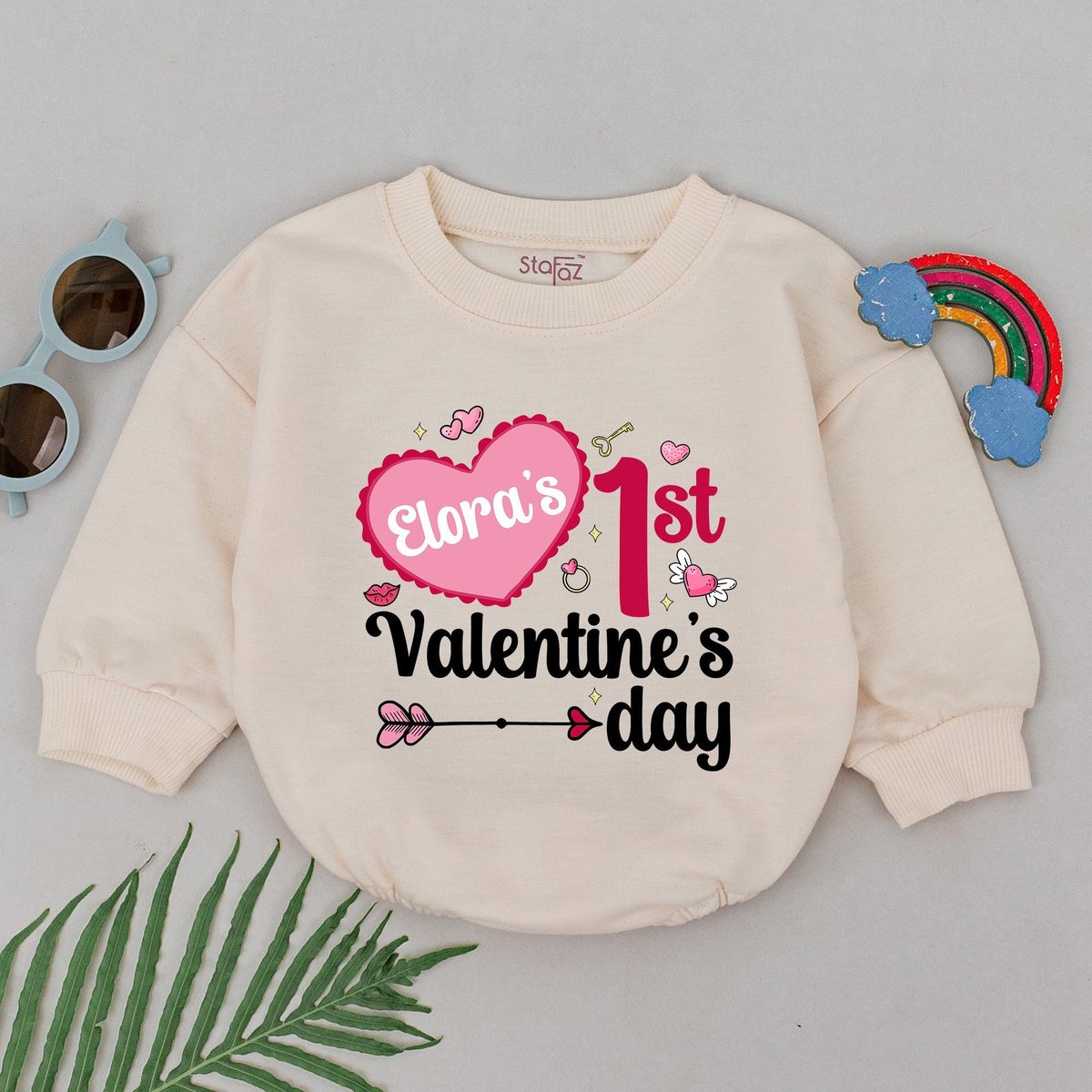 Personalized 1st Valentine's Day Romper Little Valentine Baby Bodysuit Valentine Baby Romper 1st Va