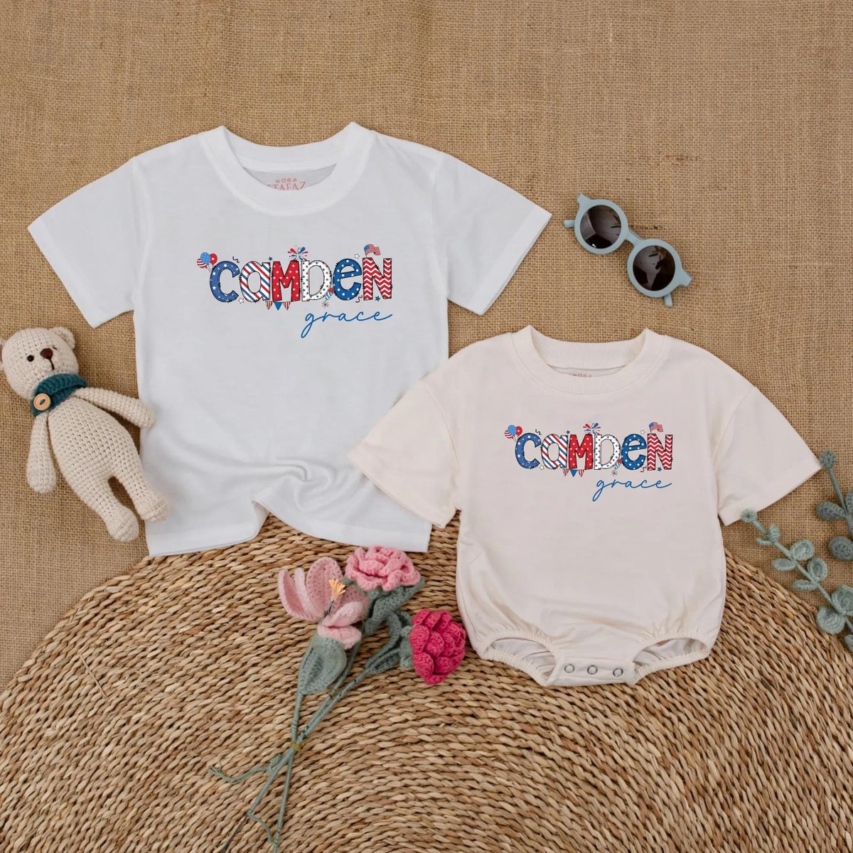 Personalized 4th of July Baby Romper Custom Name Patriotic Toddler Shirt American Baby Outfit Indepe 429