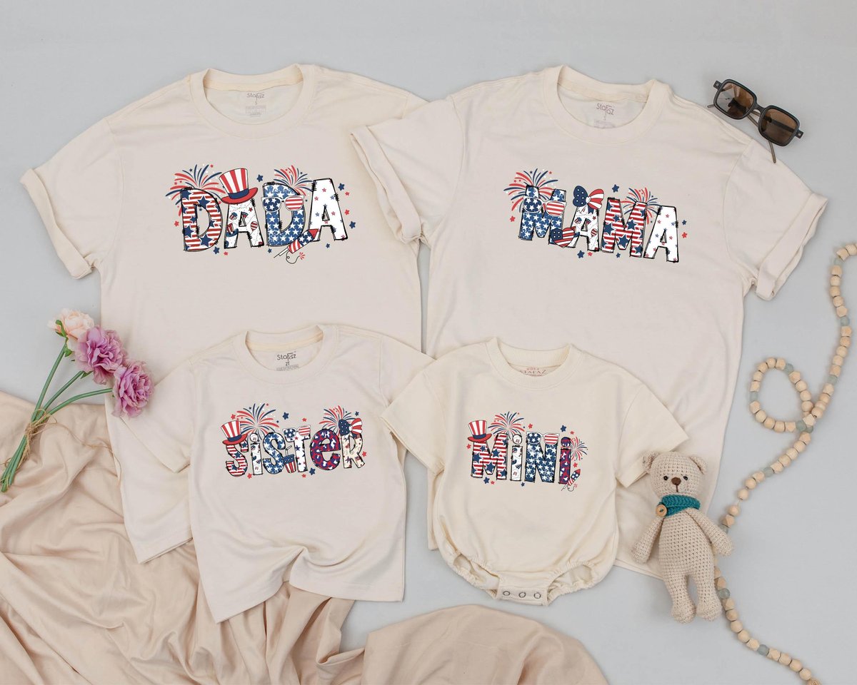 Personalized 4th of July Family Shirts American Family Matching Shirts USA Outfit Retro Party In The 169