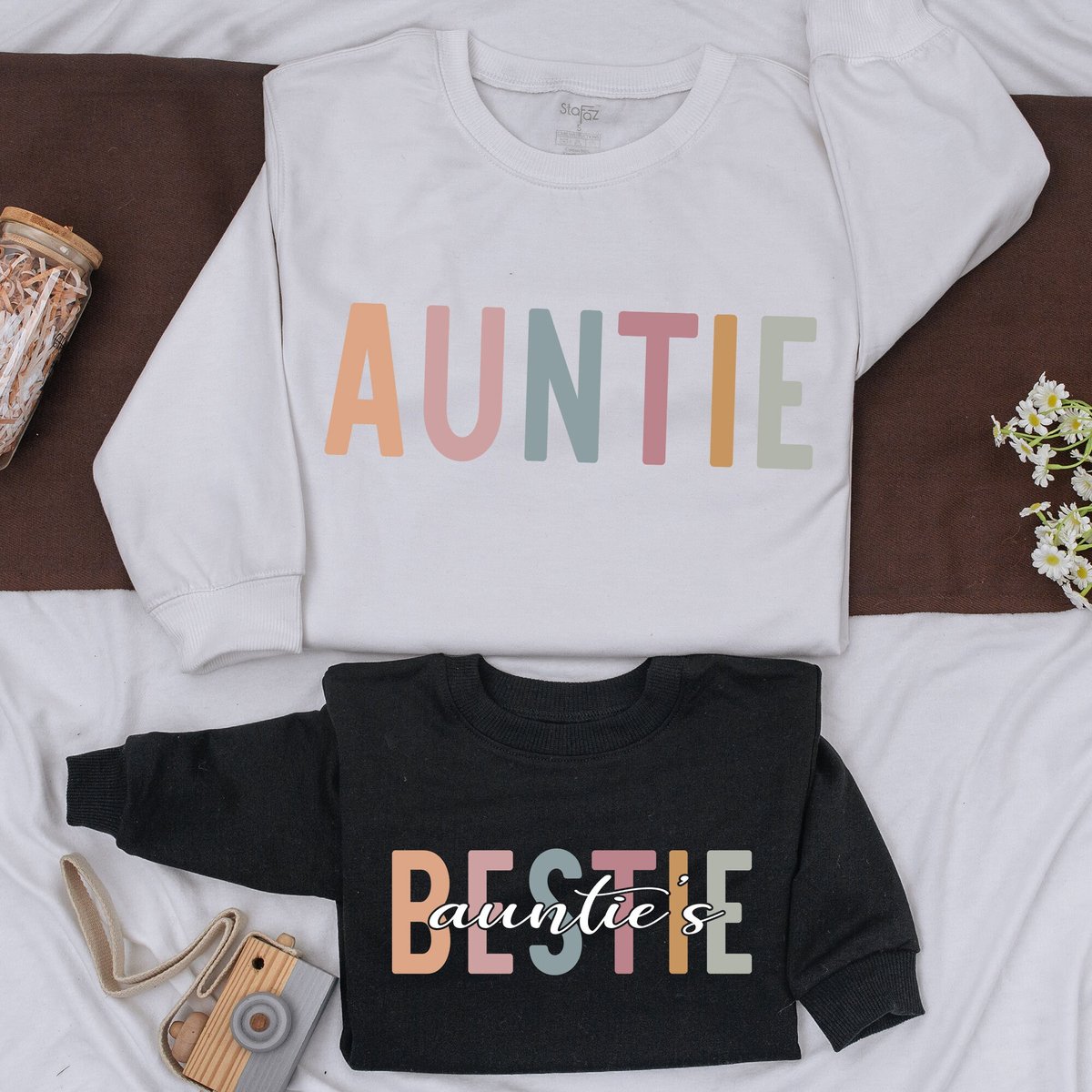 Personalized Auntie And Aunties Bestie Sweatshirt Matching Family Shirt Cute Xmas Kid Sweatshirt Bab 158