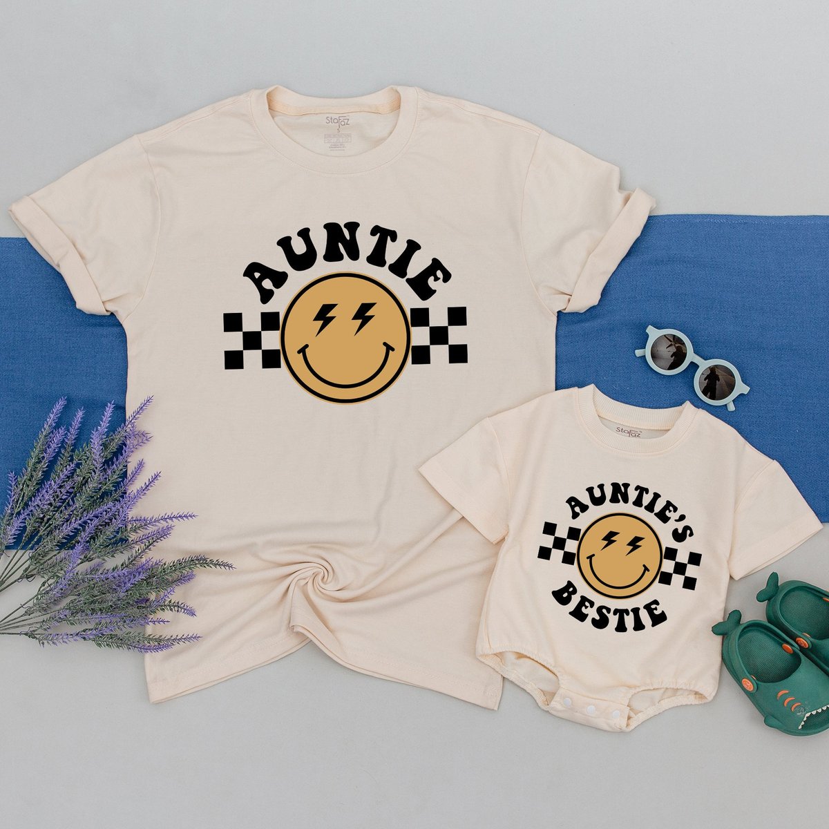 Personalized Auntie And Auntie's Bestie Shirt Pregnancy Best Gifts for Aunt Auntie and Nephew Neutr 170