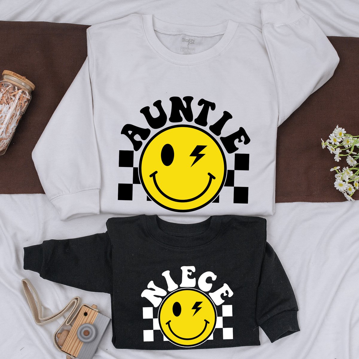 Personalized Auntie And Niece Sweatshirt Custom Matching Family Sweatshirt baby romper Cute Kid Swea 160