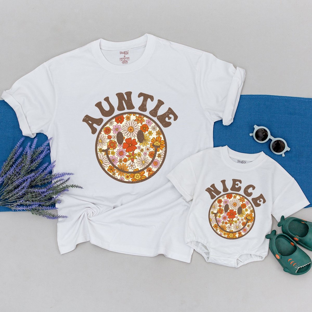 Personalized Auntie And Niece Retro Shirt Matching Family Shirt Auntie and Nephew Shirt Niece Kid Sh 168