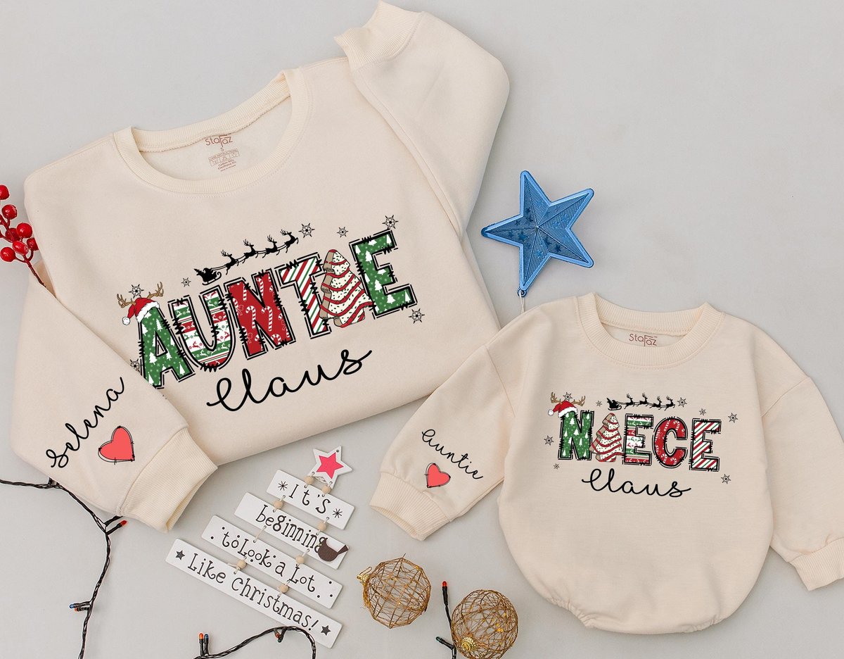 Personalized Auntie and Niece Claus Sweatshirt Auntie Me Matching outfit Aunt Niece Sweatshirt Gift 179