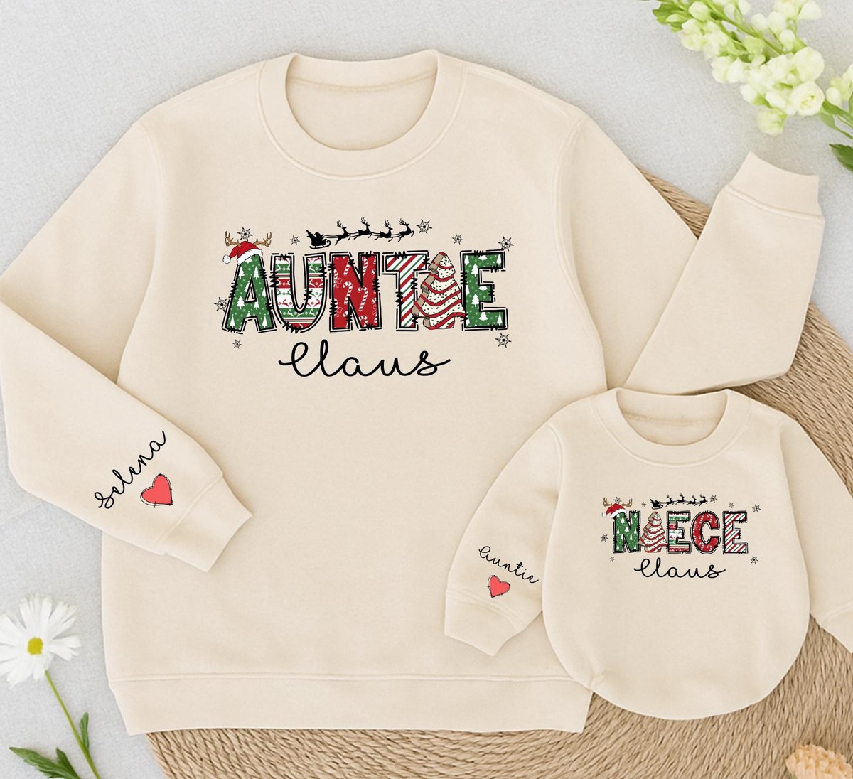 Personalized Auntie and Niece Claus Sweatshirt Auntie Me Matching outfit Aunt Niece Sweatshirt Gift 437