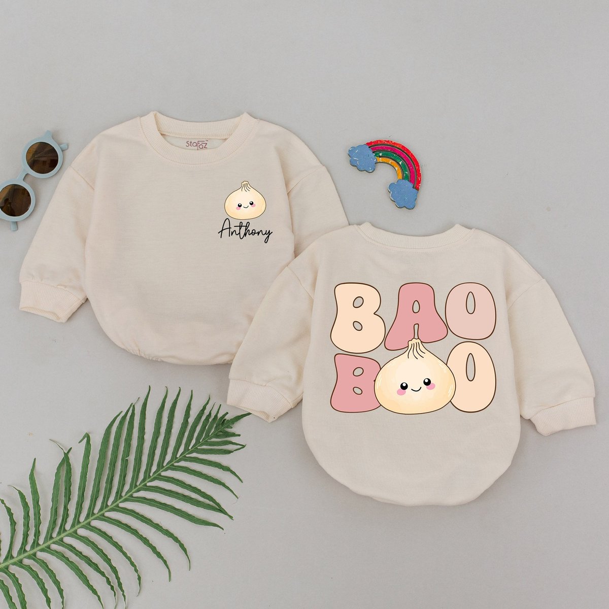 Personalized Baby Bao Romper Lil Dumpling Bodysuit Baby Clothes Vegan Baby Outfit Family Matching Fo