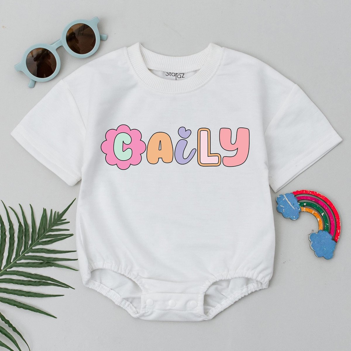 Personalized Baby Bubble Romper Custom Name Summer Baby Bodysuit Cute Floral Baby Outfit Birthday Ba
