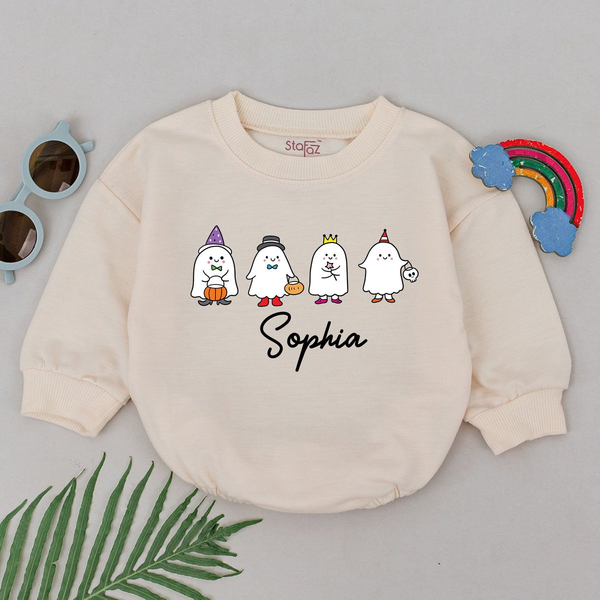 Personalized Baby Ghost Romper First Halloween Baby Romper Baby Shower Gift Baby Boo Outfits Newborn