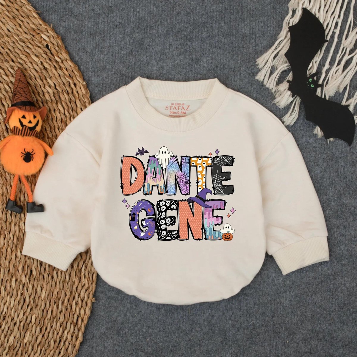 Personalized Baby Name Halloween Romper Sweatshirt Custom Halloween Romper First Halloween Baby Body 433