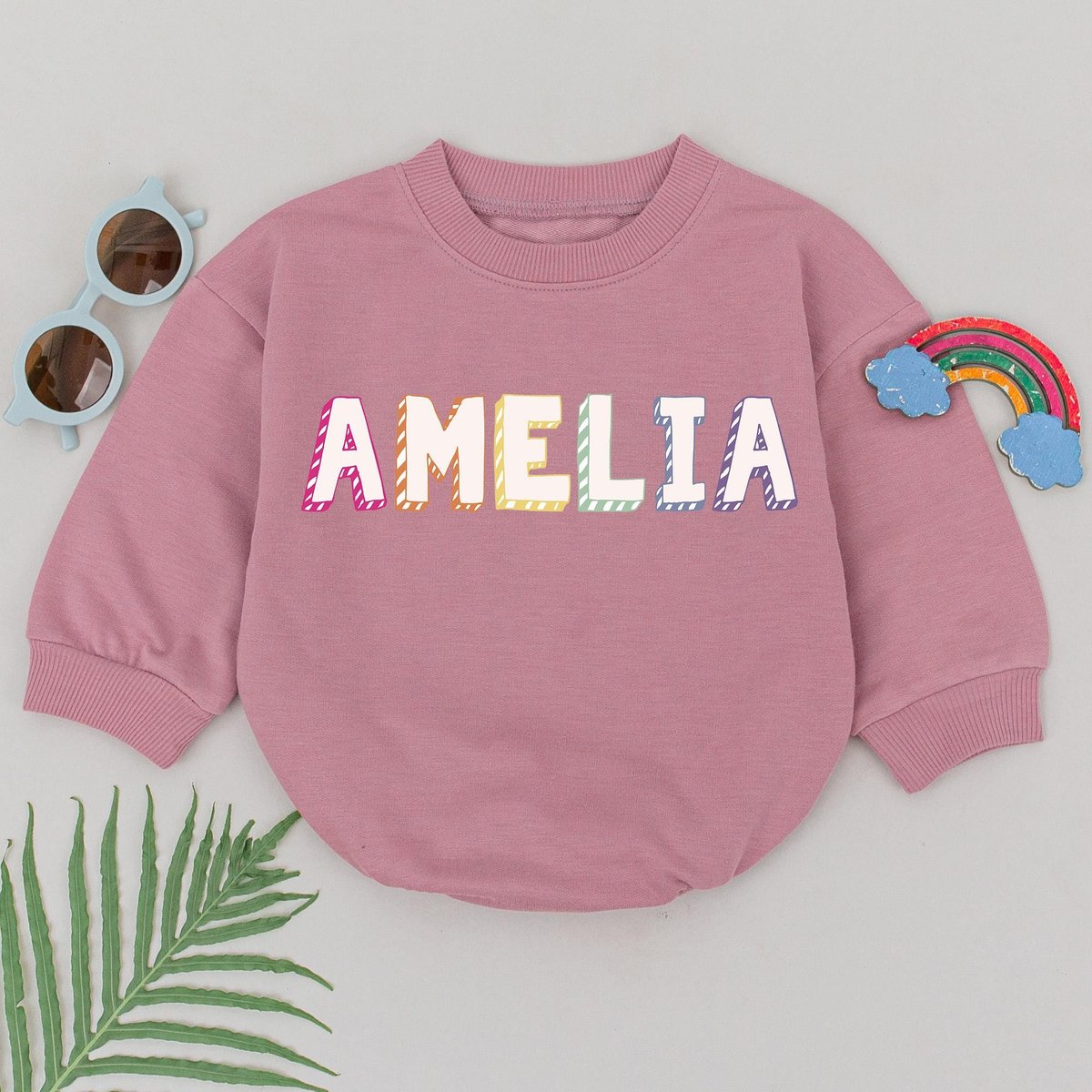 Personalized Baby Name Romper Baby Shower Gift Long Sleeve Bodysuit Going Home Outfit Newborn Gift F