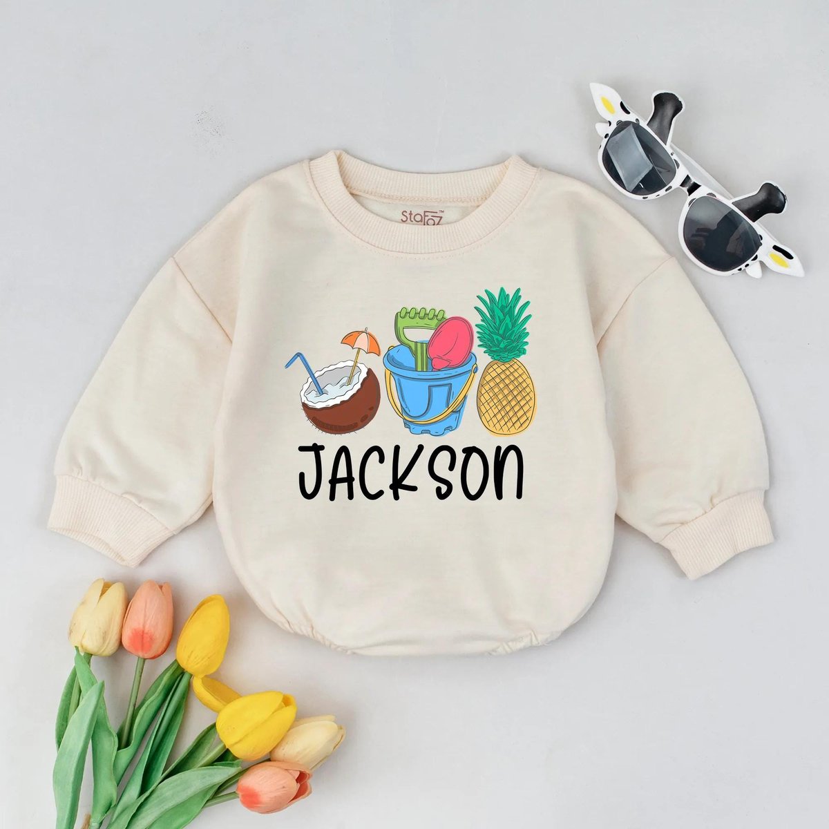 Personalized Baby Romper Toddler Outfit Summer Baby Clothes Soft Cotton Baby Apparel Beach Kid Gift 430