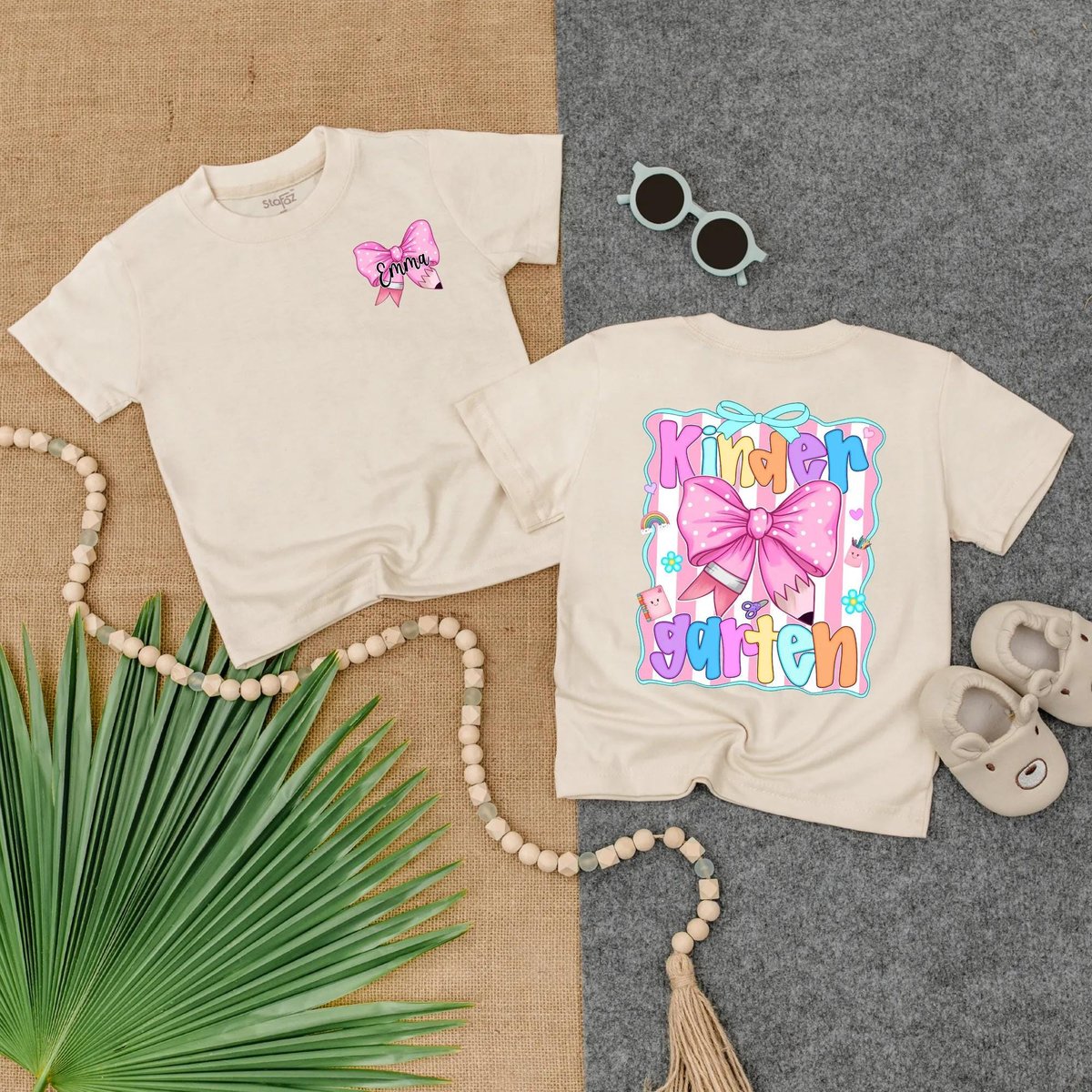 Personalized Back To School Shirt for Girls Pink Bow School Shirt Kindergarten Girls Shirt First Day 433