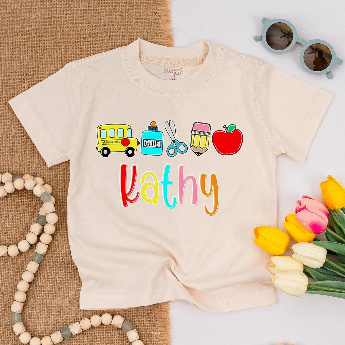 Personalized Back To School Toddler Shirt Custom Name Kid Tee Cute Preschool Outfit First Day of Sch 433