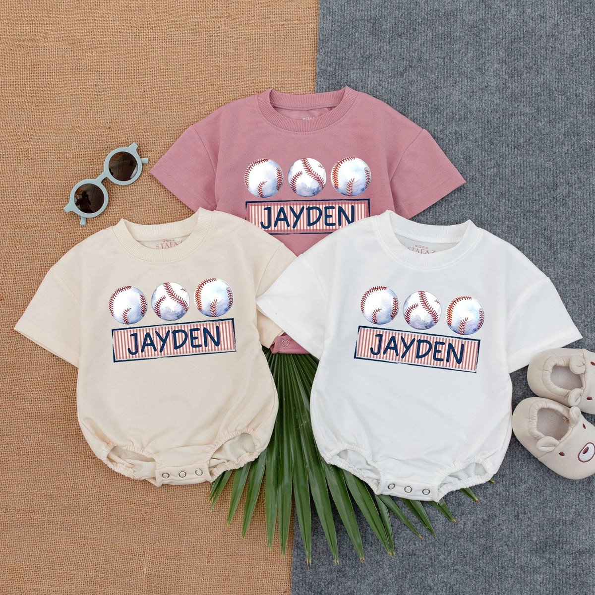 Personalized Baseball Baby Romper Baseball Game Day Romper Custom Name Game Day Baby Bodysuit Baseba 186