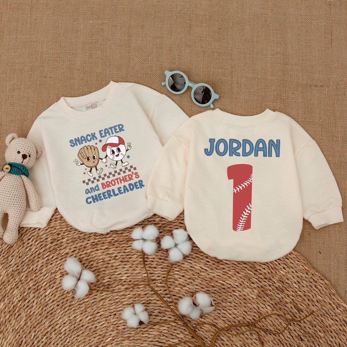 Personalized Baseball Cheerleader Baby Romper Brother Baseball Sister Baseball Bodysuit Baseball Sna 170