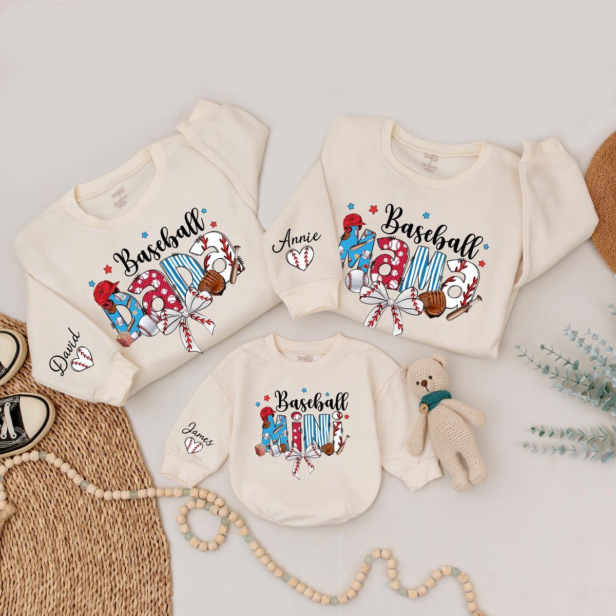 Personalized Baseball Family Sweatshirt Mama Baseball Sweatshirt Baseball Season Gifts Mommy and Me 185