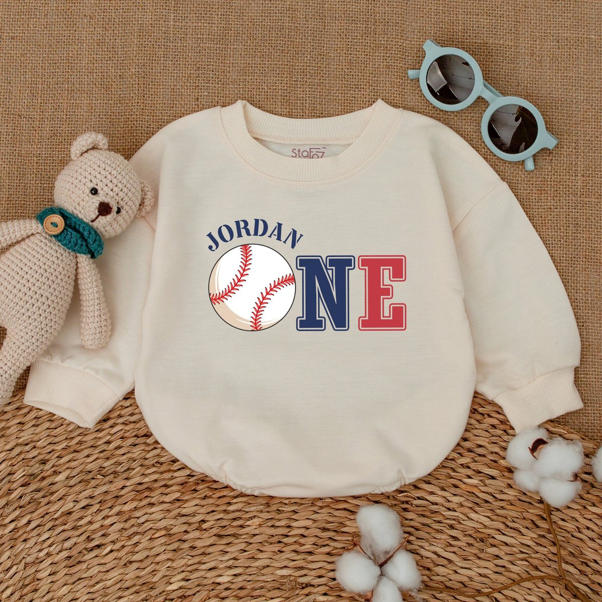 Personalized Baseball First Birthday Romper Birthday Boy Bodysuit Baseball 1st Birthday Outfit Baby 171
