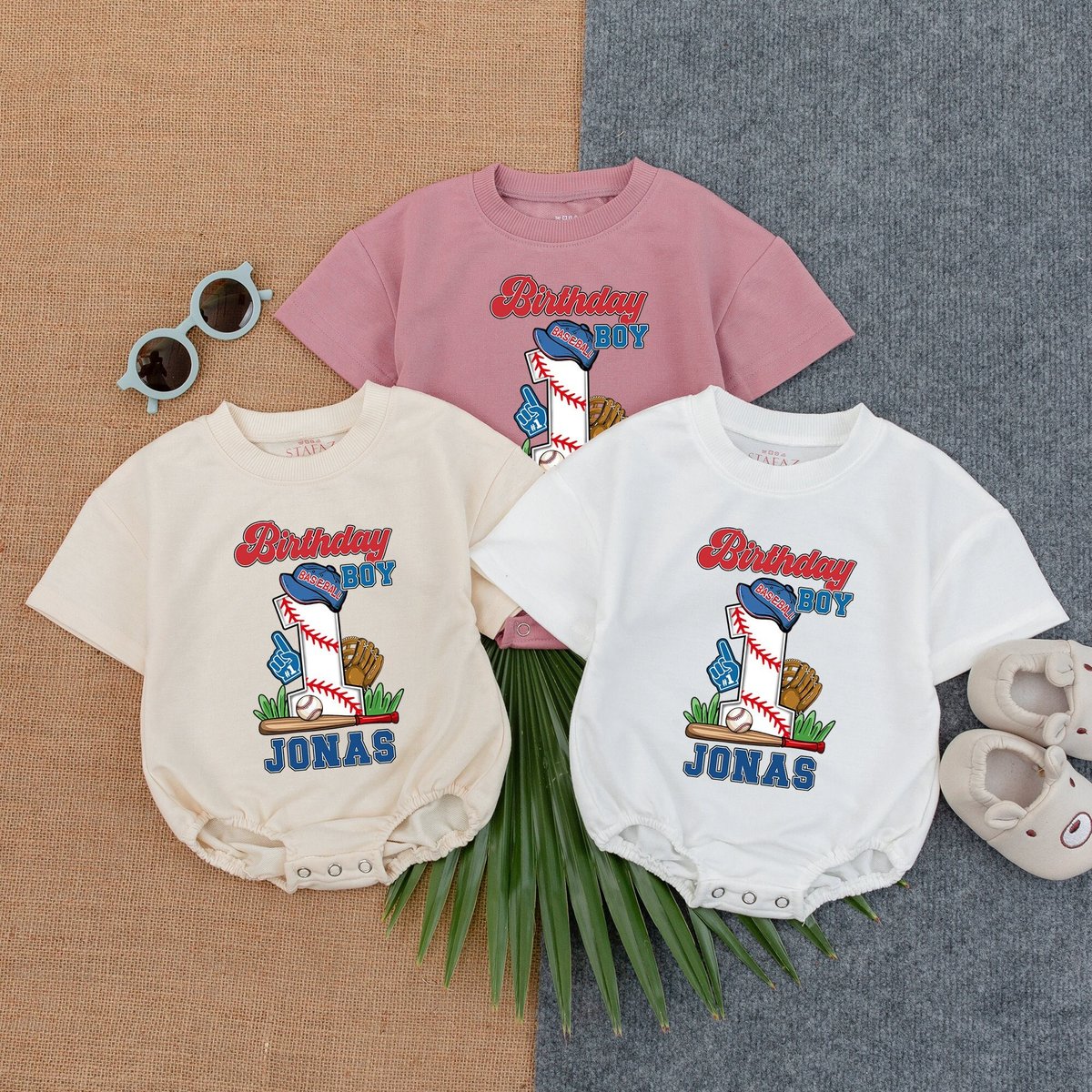 Personalized Baseball First Birthday Romper First Birthday Boy Baseball Baby Bodysuit Rookie 1st Bir 179