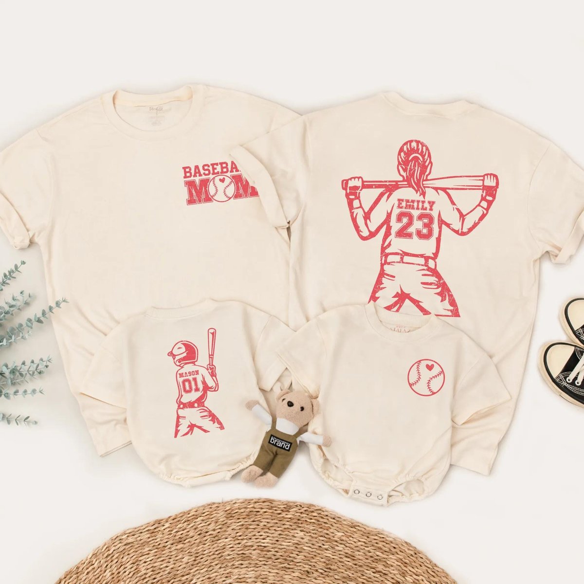 Personalized Baseball Mom And Baby Shirt Custom Name and Number Baseball Tee Game Day Outfit Mommy A 434