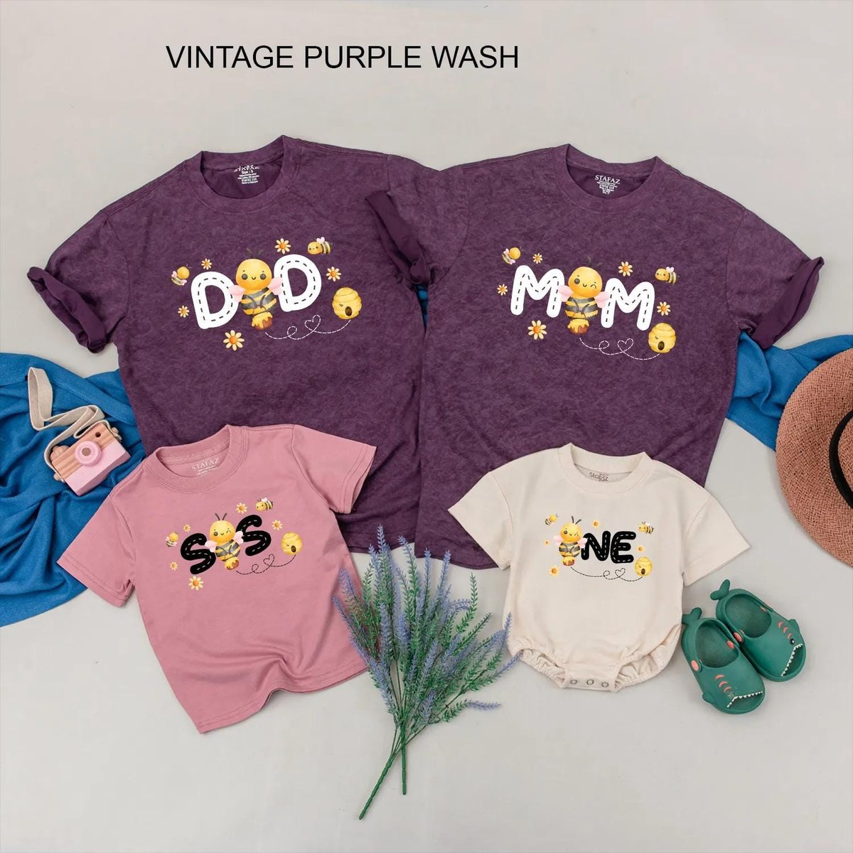 Personalized Bee Family Matching Shirts One Bee 1st Birthday Outfit Cute Bumble Bee Baby Romper Gift 431