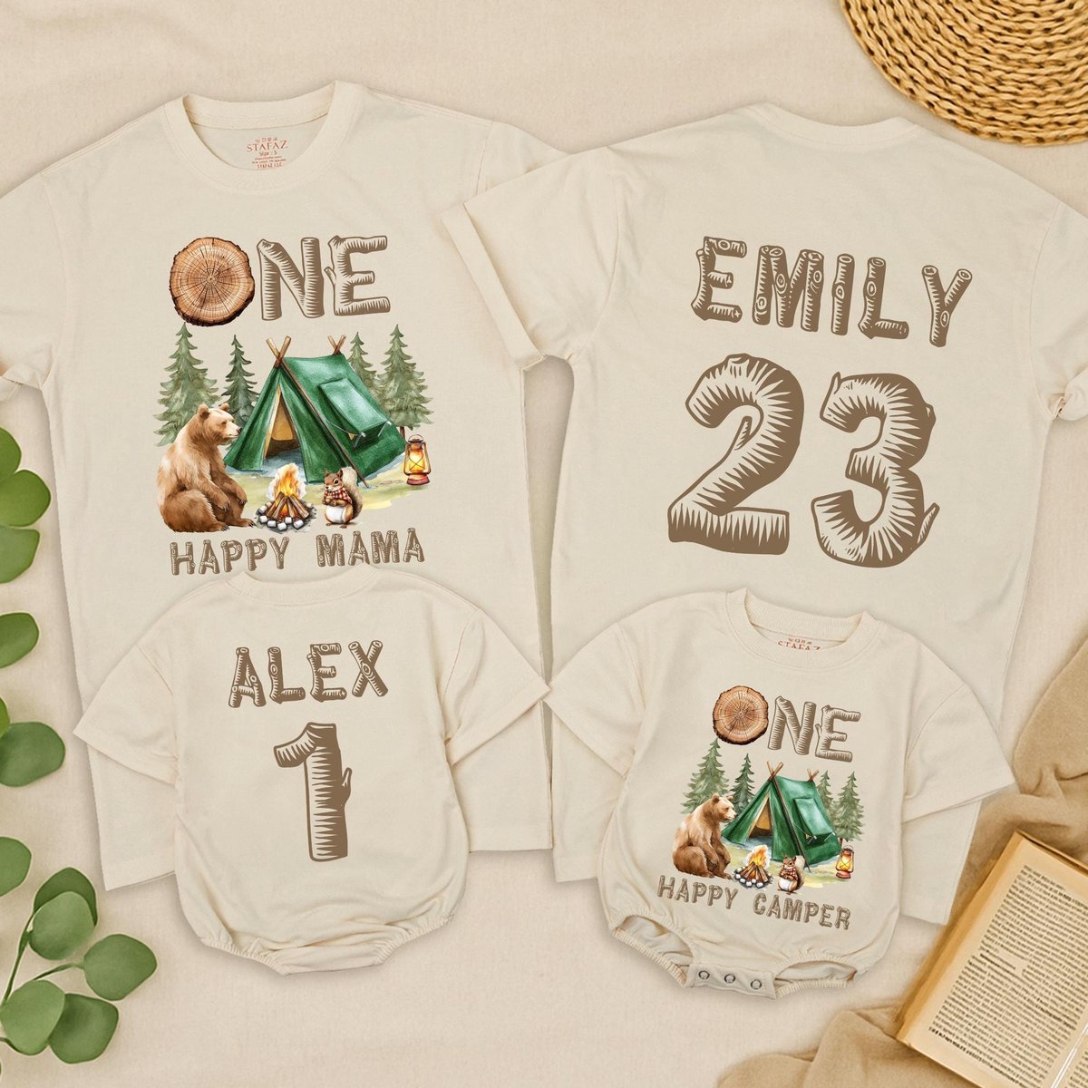 Personalized Birthday Family Matching Shirt Custom Camping First Birthday Shirt One Happy Camper 1st 434