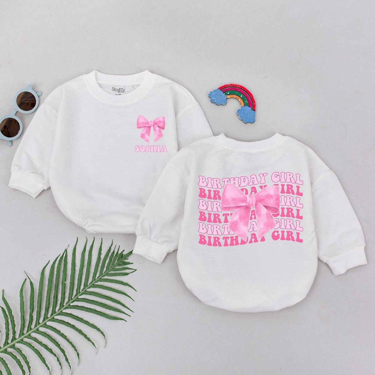 Personalized Birthday Girl Romper First Birthday Baby Outfit 1st Birthday Girl Bodysuit Bubble Rompe