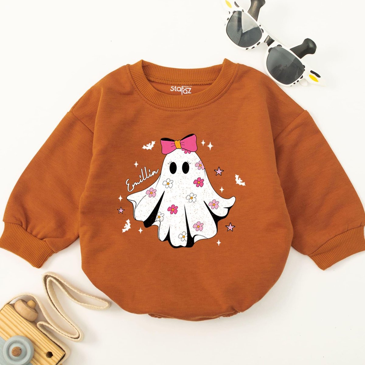 Personalized Boo Girl Baby Romper Bubble Romper Baby Halloween Bodysuit First Halloween Baby Outfit 175