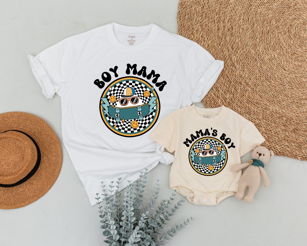 Personalized Boy Mama and Mamas Boy Shirts Matching Mom and Baby Outfit Retro Mama Shirt Mommy and M 171