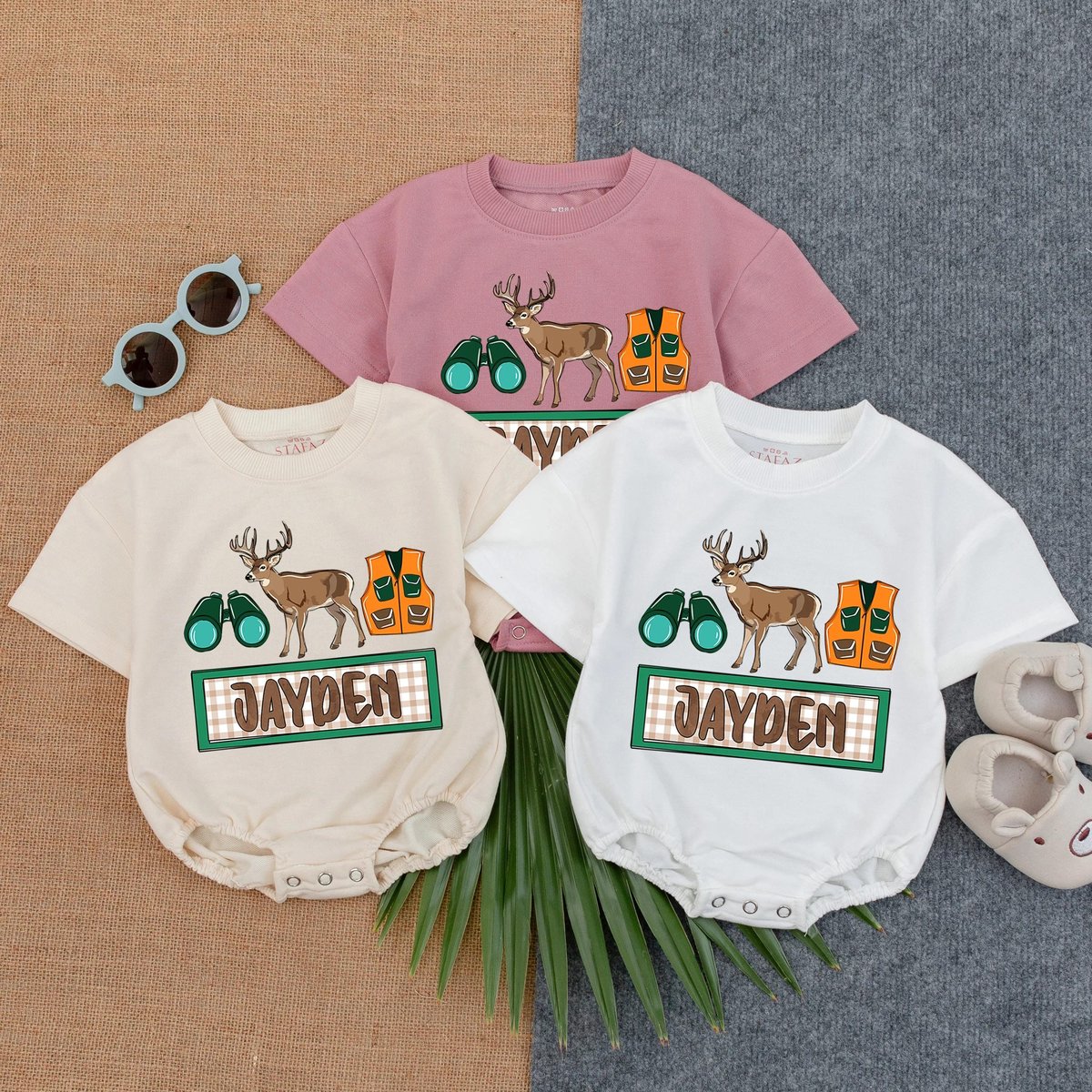 Personalized Buck Hunting Bubble Romper Baby Boy Deer Outfit Hunting Buddy Sweatshirt Newborn Outdoo 433