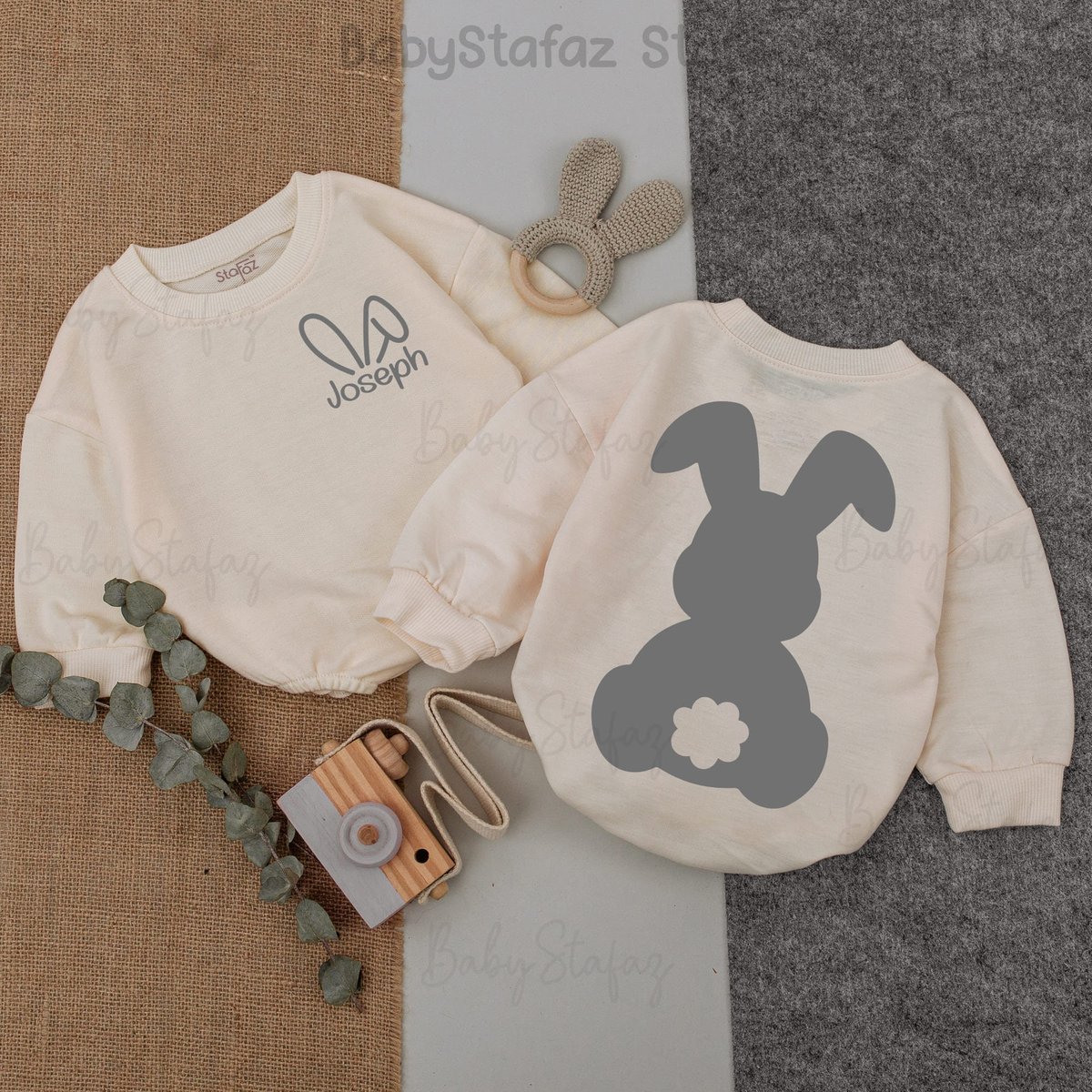 Personalized Bunny Baby Romper  Easter Baby Outfit Newborn Bodysuit Baby Shower Gift Custom Baby Sl 166