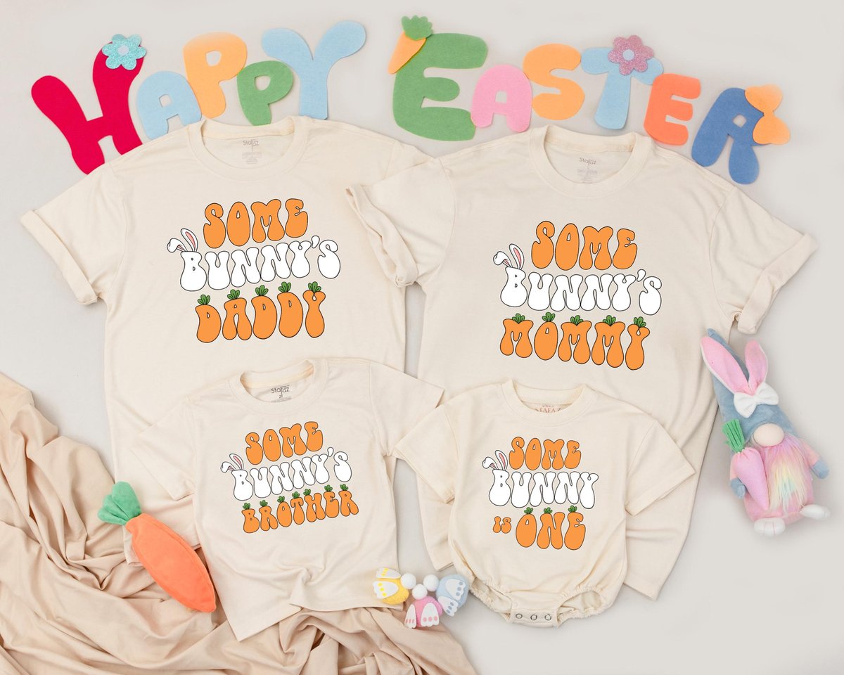 Personalized Bunny Family Shirts Some Bunny Is One Birthday Easter Family Gift Matching Mommy and Me 185