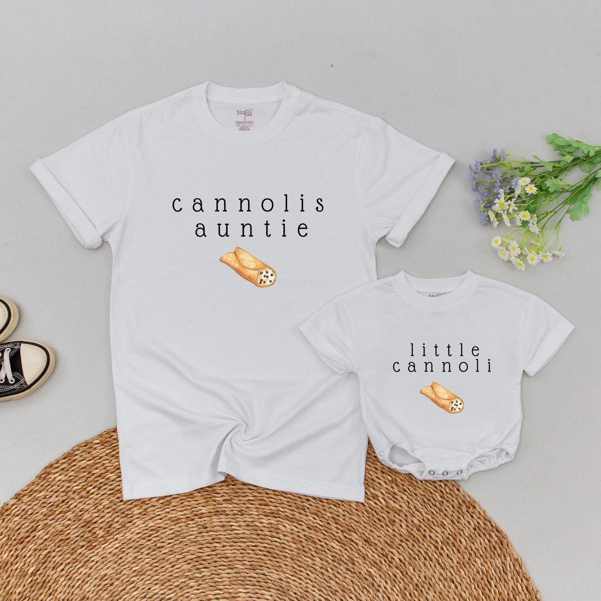 Personalized Cannoli Auntie Shirt Little Cannoli Romper Pastry Romper Italian Food Bodysuit Foodie T