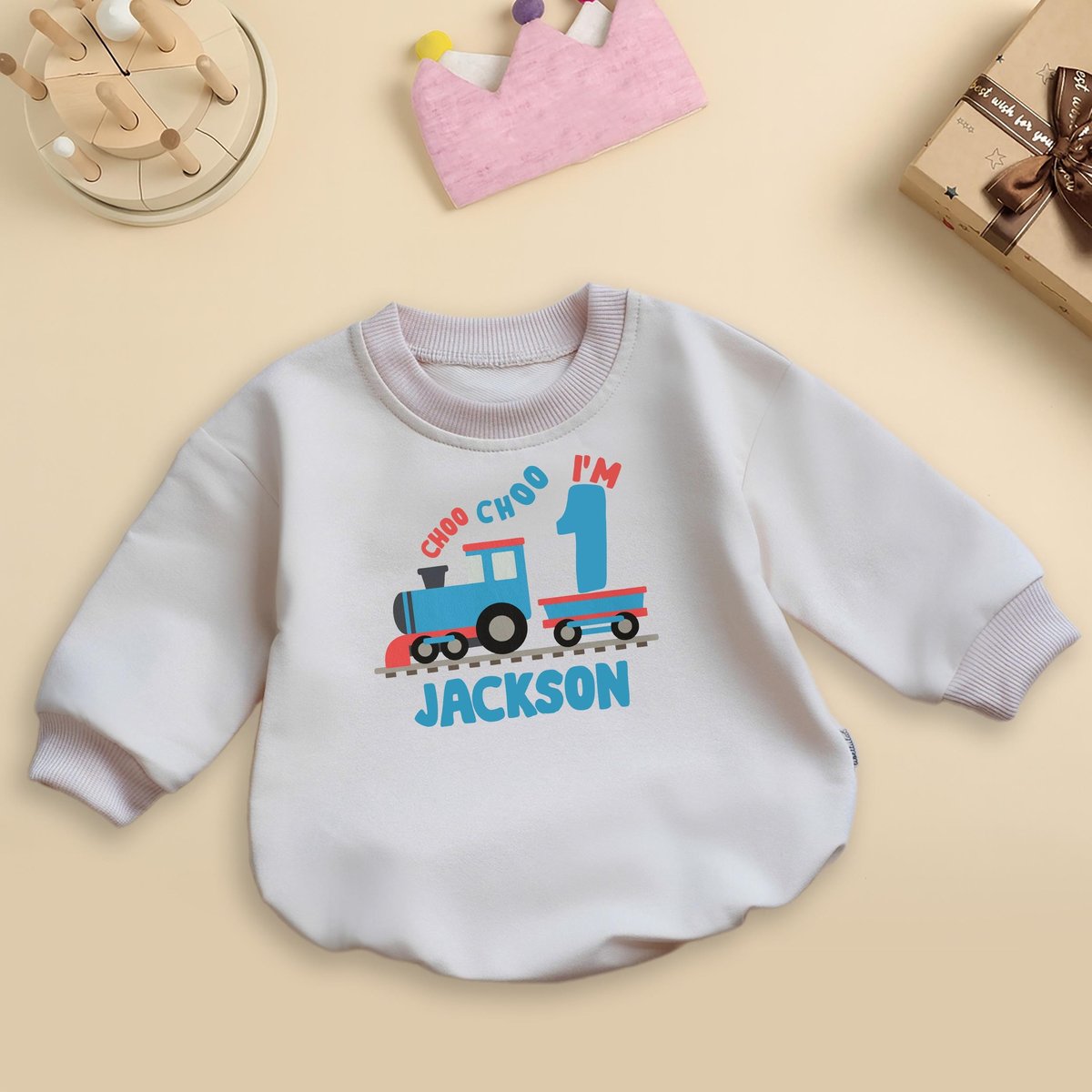 Personalized Choo Choo I'm One Toddler Custom Name Train Baby Romper Happy 1st Birthday Choo Choo T 436