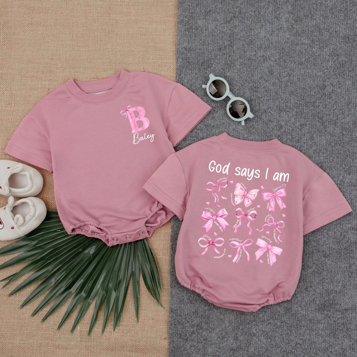 Personalized Christian Girl T shirt Bubble Romper Personalized GOD Says I AmChristian Toddler Clothe 432