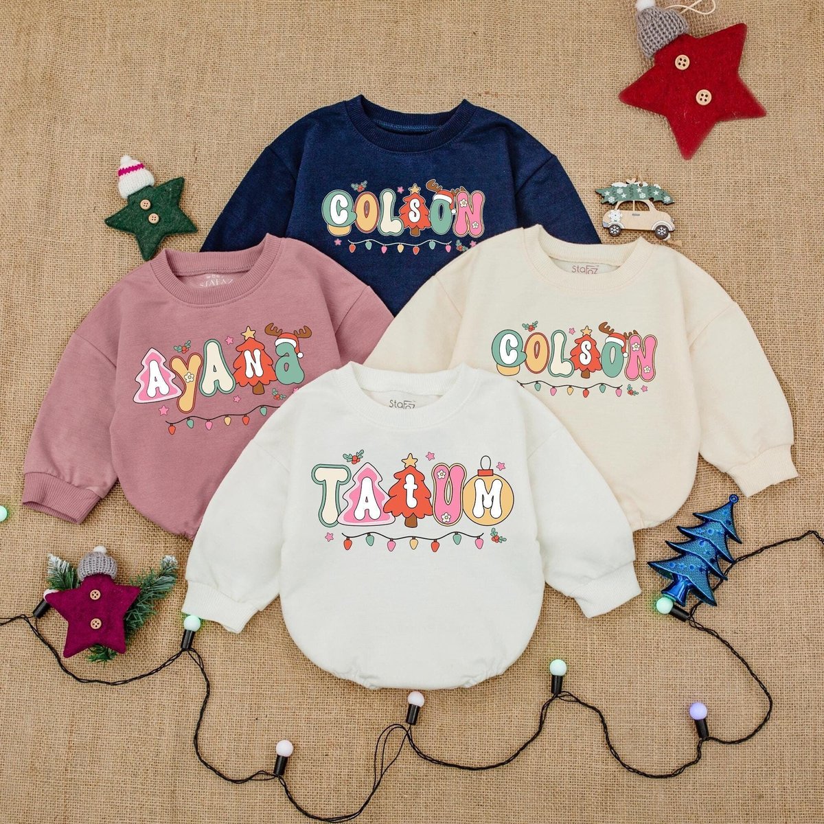 Personalized Christmas Baby Bubble Romper Holiday Baby Outfit Custom Name Baby Romper Baby Christmas 181