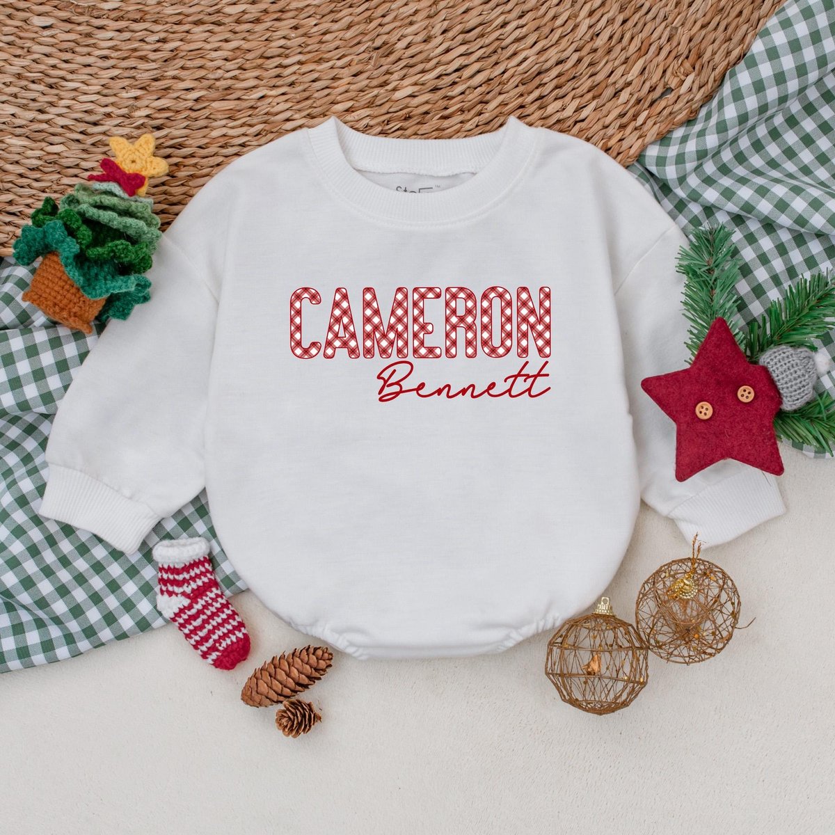 Personalized Christmas Baby Romper Boys Christmas Bodysuit Baby Christmas Outfit Winter Baby Clothes 182