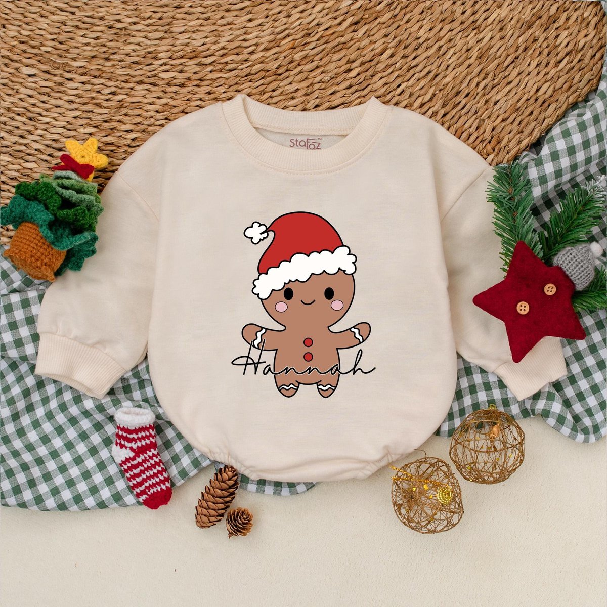 Personalized Christmas Cookie Romper Girl Christmas Bodysuit Baby Boy Christmas Outfit Winter Baby C 183