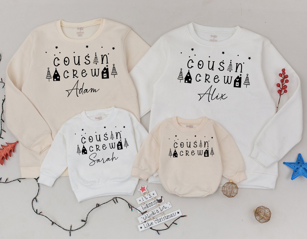 Personalized Christmas Cousin Crew Sweatshirts Retro Cousin Crew Toddler Sweaters Matching Christmas 180