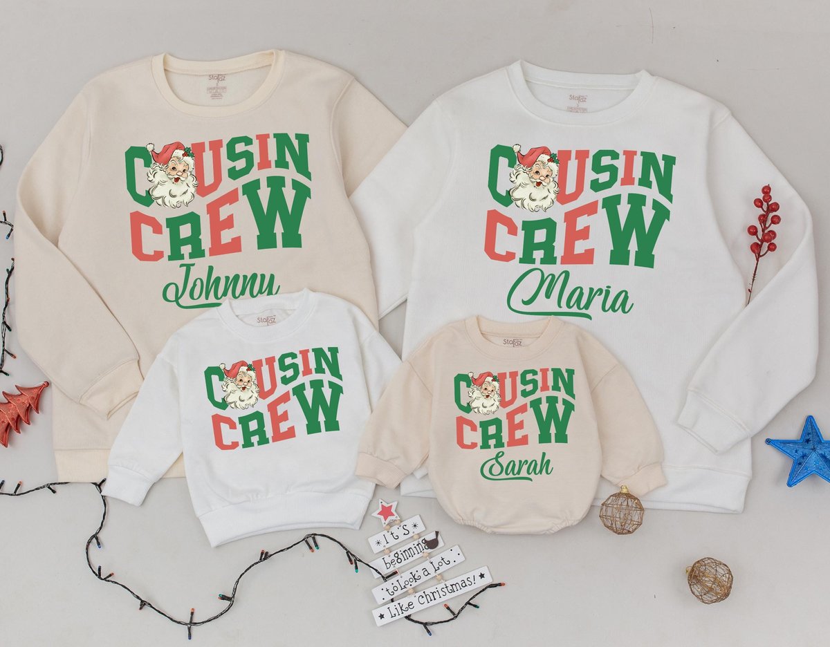 Personalized Christmas Cousin Crew Sweatshirts Retro Cousin Crew Toddler Sweaters Matching Christmas 182