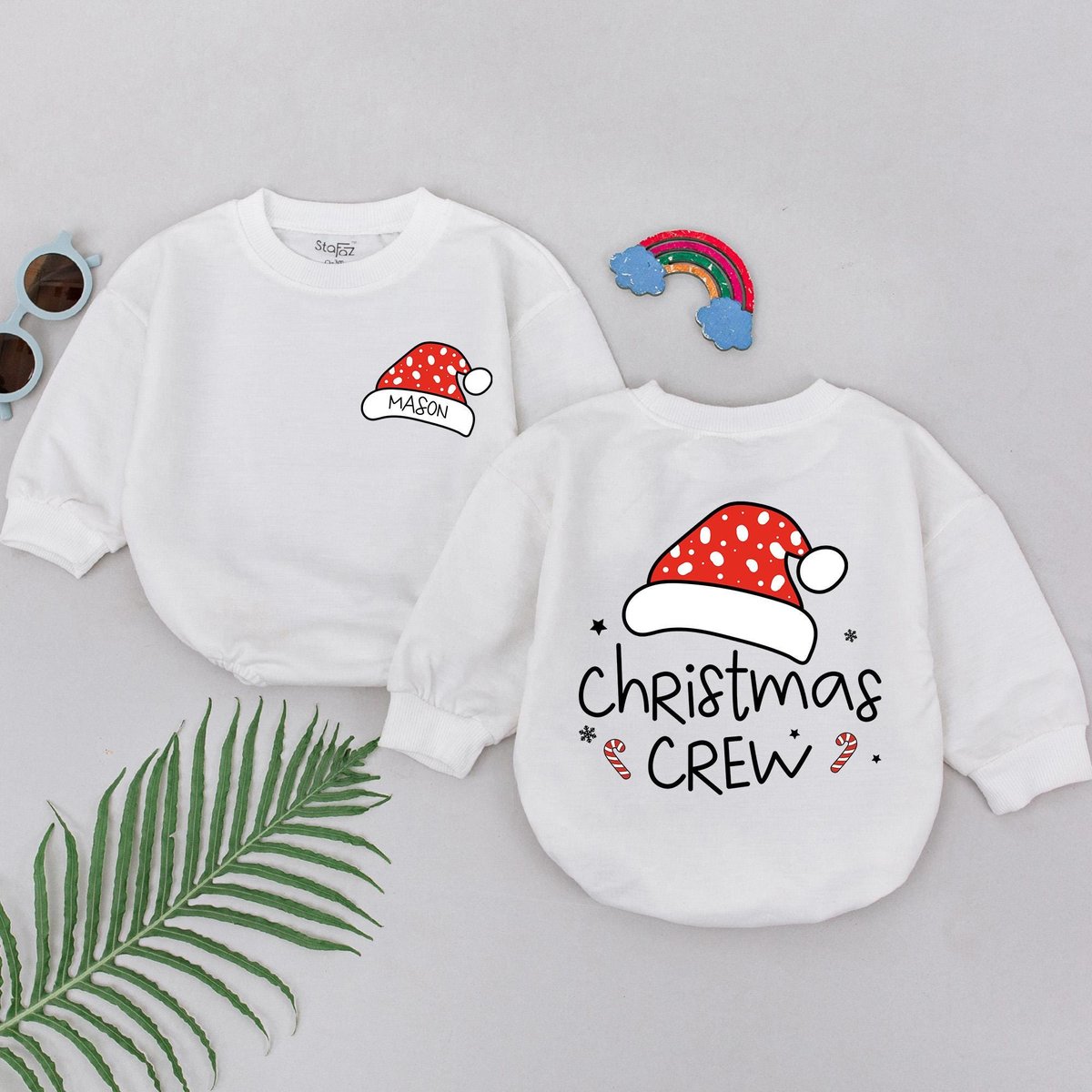 Personalized Christmas Crew Romper 1st Christmas Baby Boy Romper Baby Shower Gift Christmas Outfit N