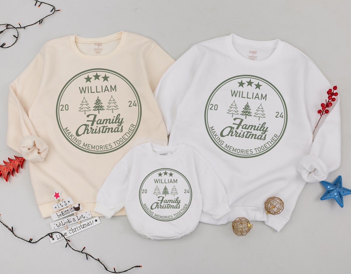 Personalized Christmas Sweatshirt Personalized Family Christmas Shirt Holiday Crewneck Matching Chri 180