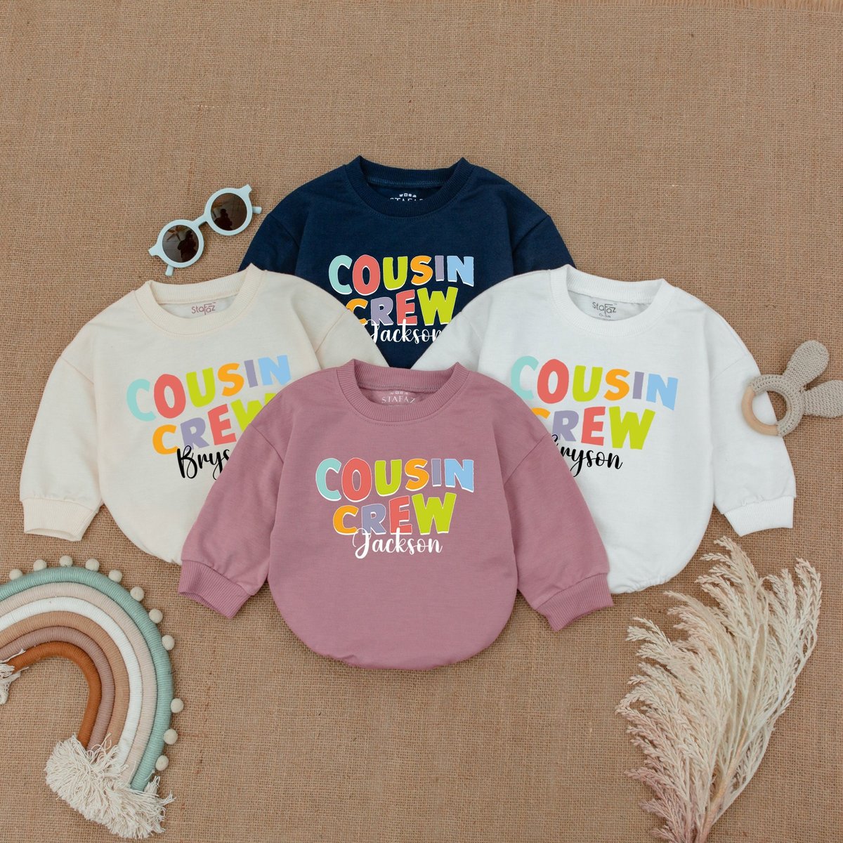 Personalized Cousin Crew Bubble Romper Baby Clothes Baby Shower Gift Romper Bodysuit Baby Girl Cloth 179