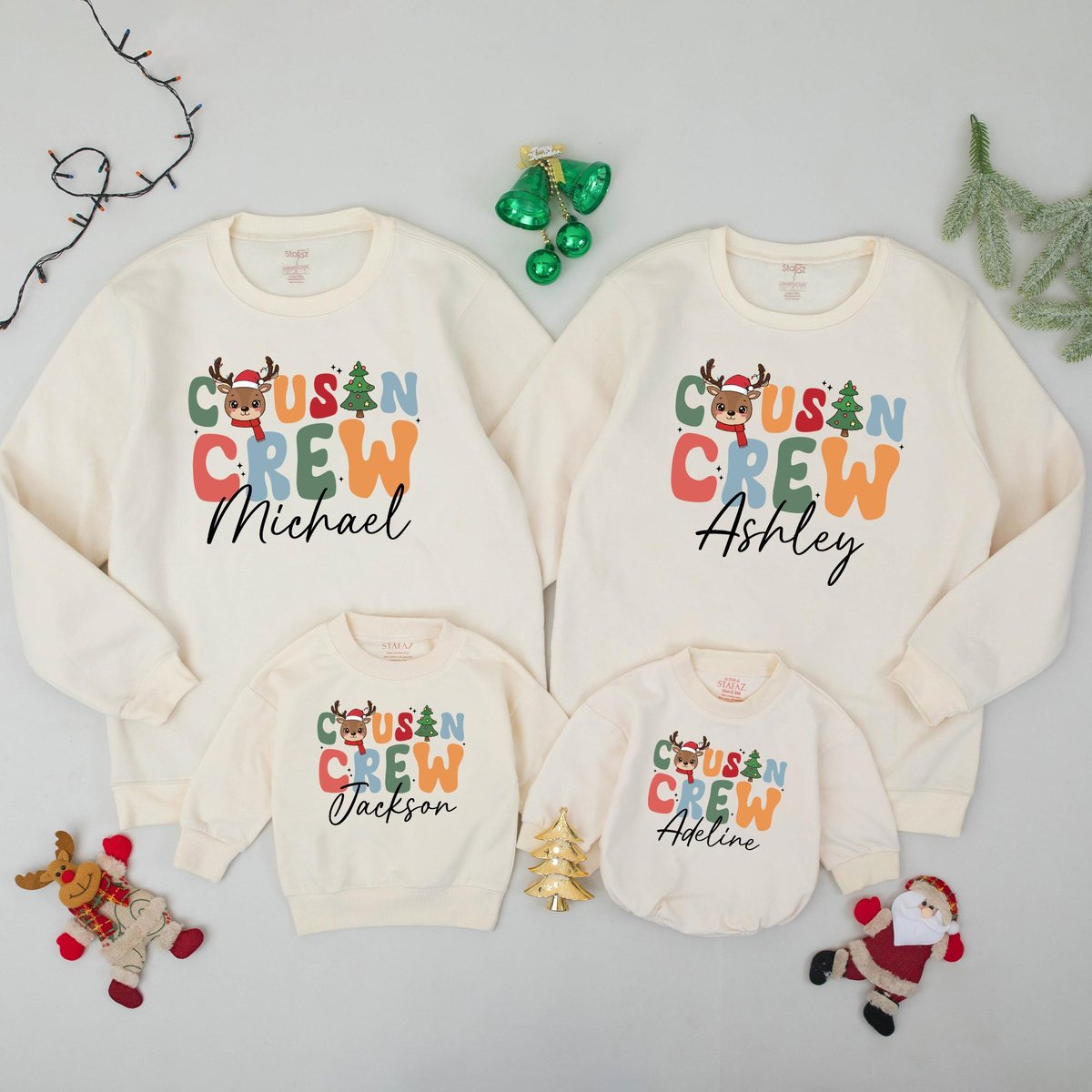 Personalized Cousin Crew Christmas Sweatshirts Matching Family Xmas Sweaters Custom Holiday Outfits 437