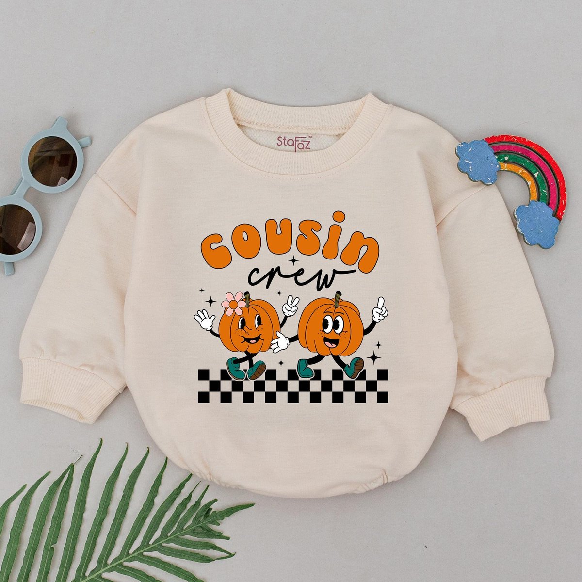 Personalized Cousin Crew Pumpkin Romper Fall Outfits Baby Shower Gift Pumpkin Spice Outfit Newborn f