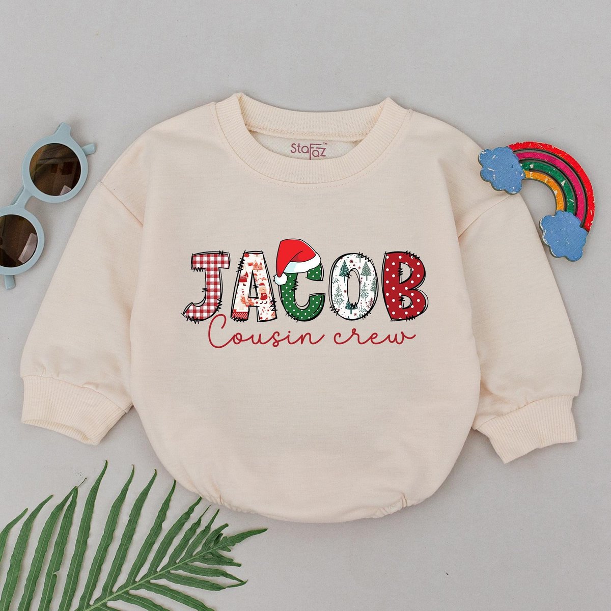 Personalized Cousins Crew Christmas Romper Cousin Besties Bodysuit 1st Christmas Baby Romper Baby Sh