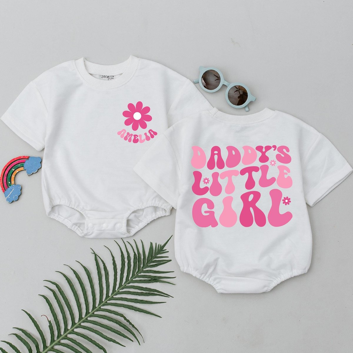 Personalized Daddy's Little Girl Baby Romper Baby Girl Bodysuit Father's Day Gift from Daughter Ba
