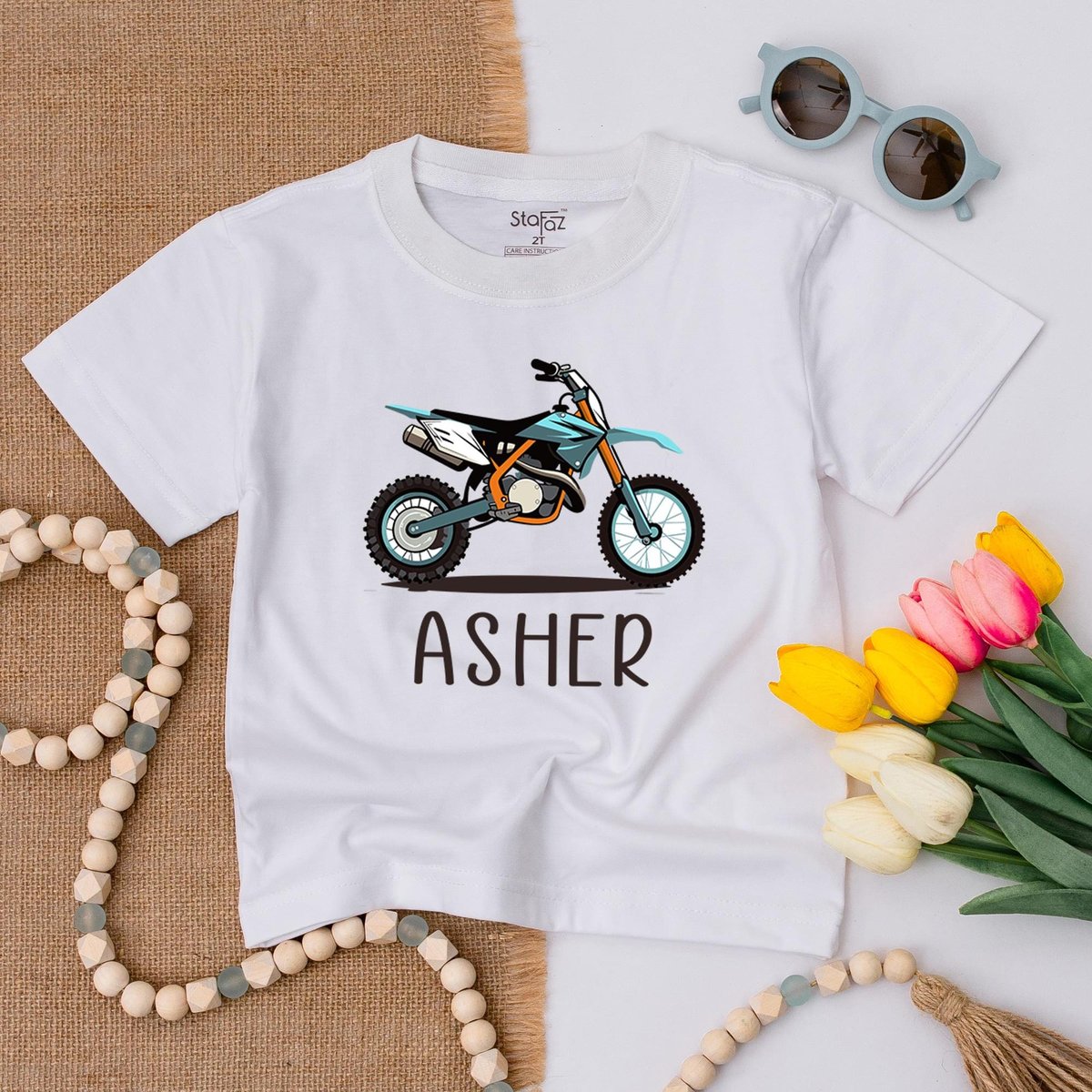 Personalized Dirt Bike Toddler T shirt Custom Motorcycle Wheelie Kids Name Tee Racing Shirt Off Road 181