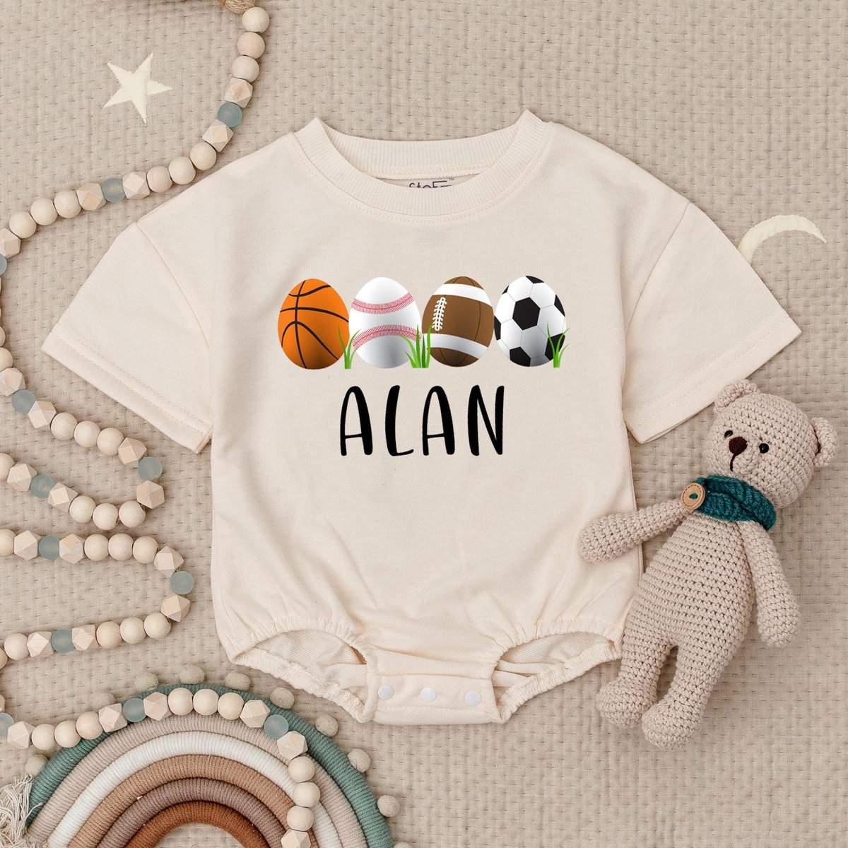 Personalized Easter Game Day Romper Short Sleeves Sports Easter Bodysuit 1St Easter Day Romper Easte
